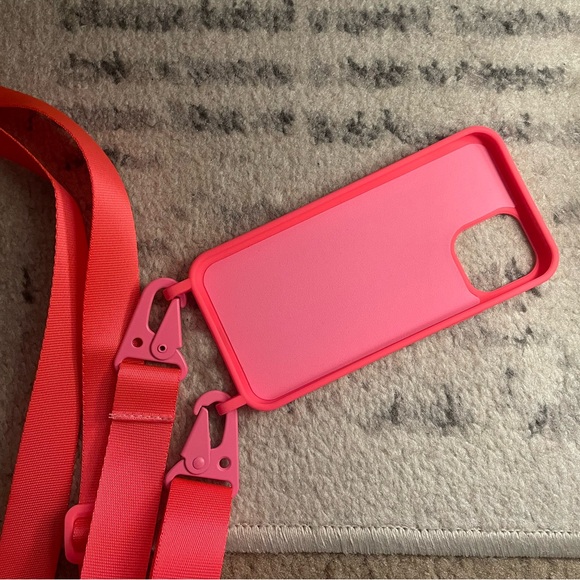 Amazon 🩷 Rose pink neon phone case/crossbody iPhone 12 NWOT - Picture 6 of 8